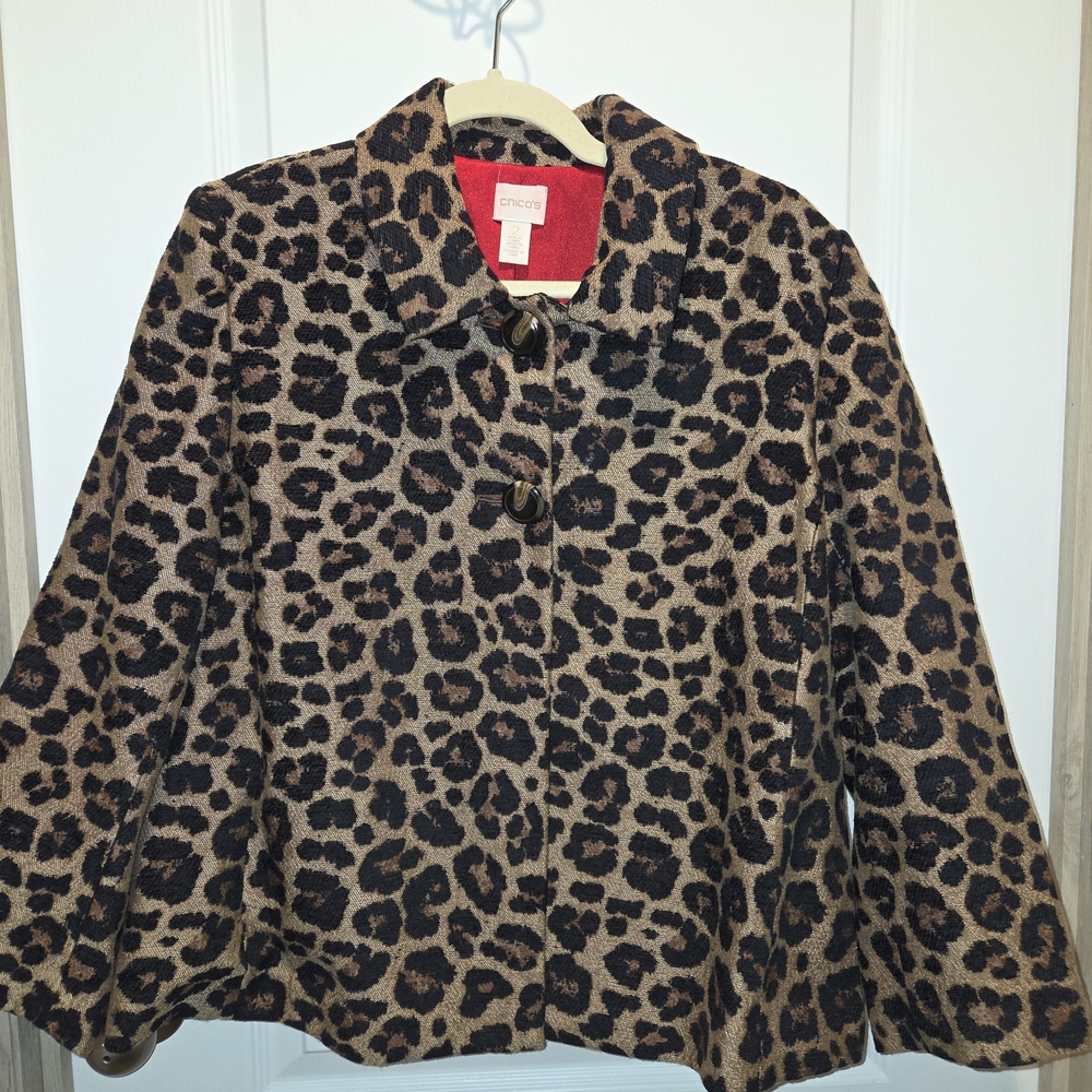Chico's Leopard Print Cape Jacket